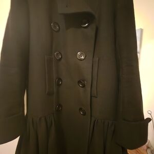 Elegant One Of A Kind Black Trench Coat with Classic Tailoring and a WOW!